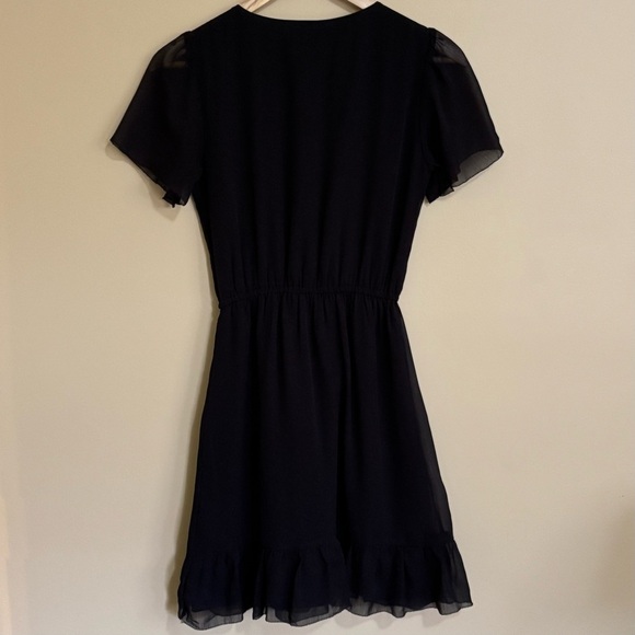 Abercrombie & Fitch| Black Flounced Sleeve Ruffled A-Line Skirt Mini-Dress Sz XS - Picture 4 of 7